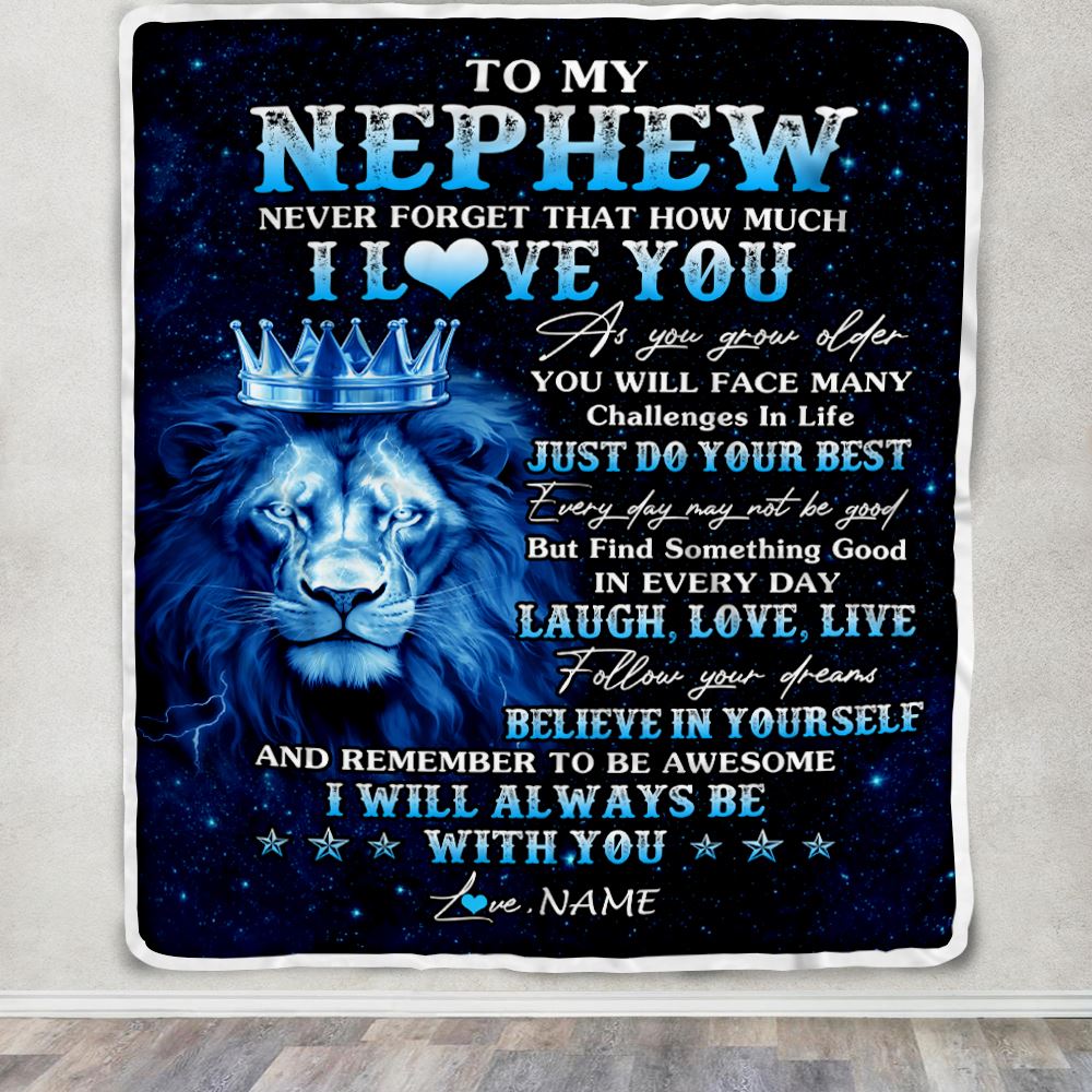 Personalized To My Nephew Lion Blanket From Aunt Uncle I Love You Lion Ideas For Nephew Birthday Gifts Graduation Christmas Customized Fleece Throw Blanket | teecentury