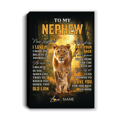 Personalized To My Nephew Lion Canvas From Aunt Auntie Never Forget That I Love You Niece Birthday Gifts Graduation Christmas Custom Wall Art Print Framed Canvas | teecentury