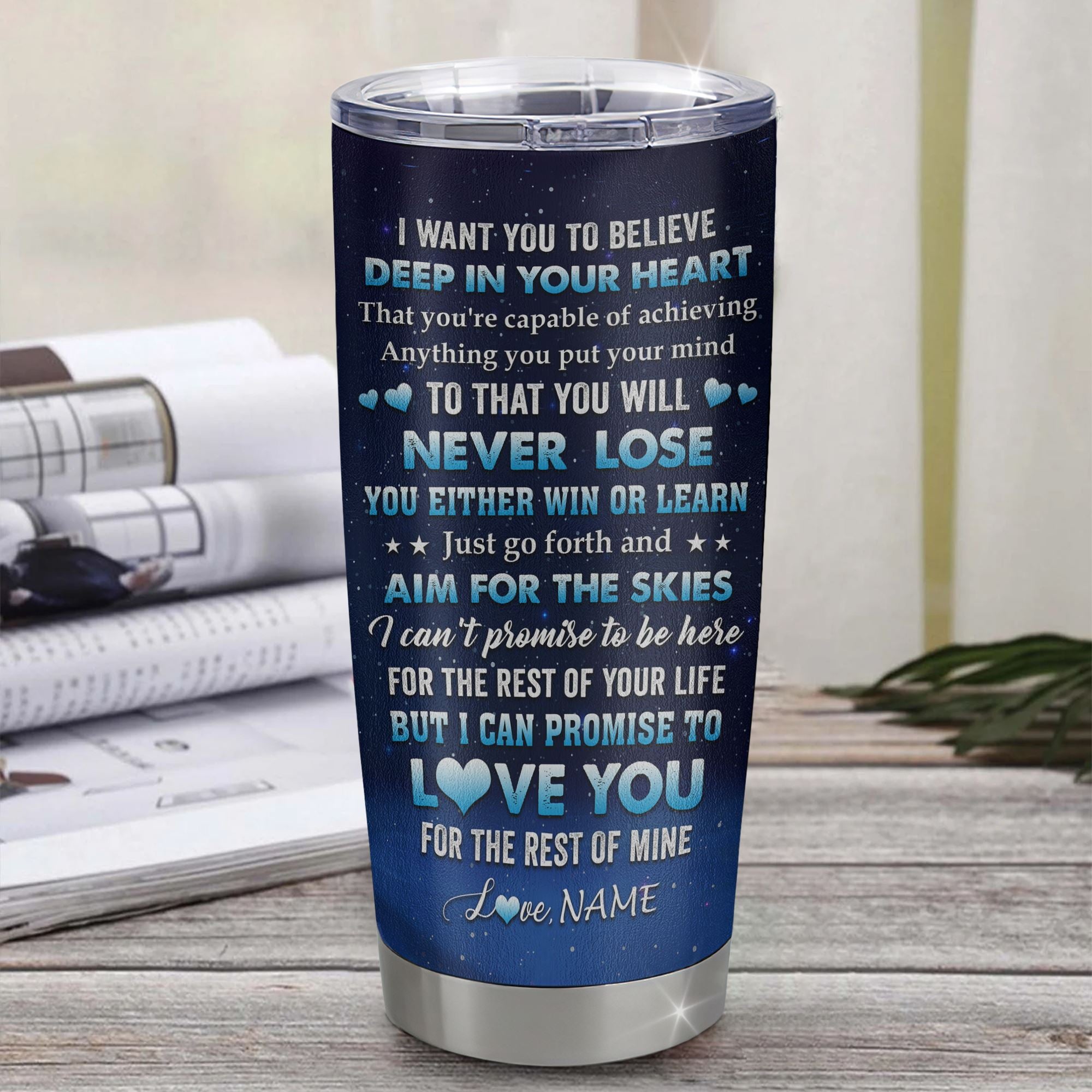 Personalized To My Nephew Lion From Aunt Uncle Tumbler Stainless Steel Cup Believe Your Heart Nephew Gift Birthday Graduation Christmas Custom Travel Mug | teecentury