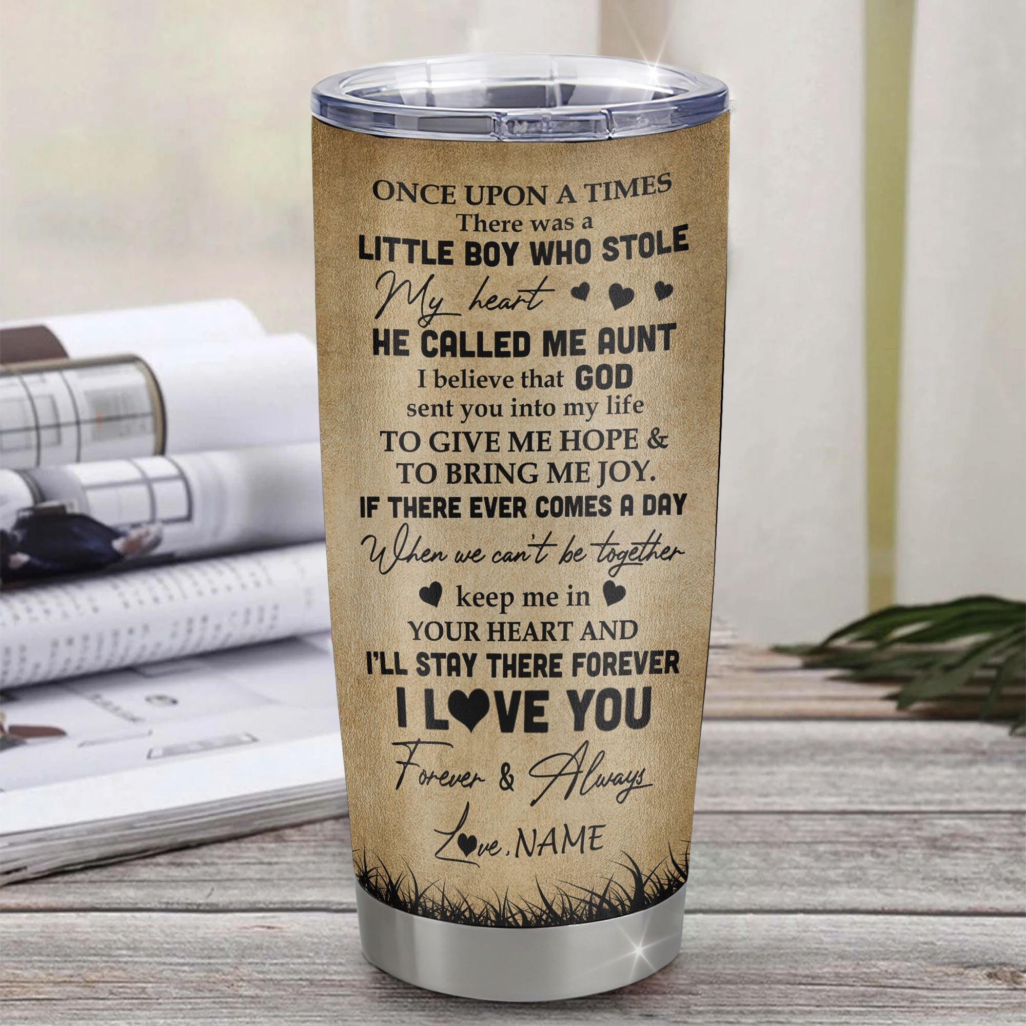 Personalized To My Nephew Lion Tumbler From Aunt Auntie Stainless Steel Cup I'll Stay There Forever Nephew Birthday Graduation Christmas Travel Mug | teecentury