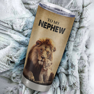 Personalized To My Nephew Lion Tumbler From Uncle Stainless Steel Cup I'll Stay There Forever Nephew Birthday Graduation Christmas Travel Mug | teecentury