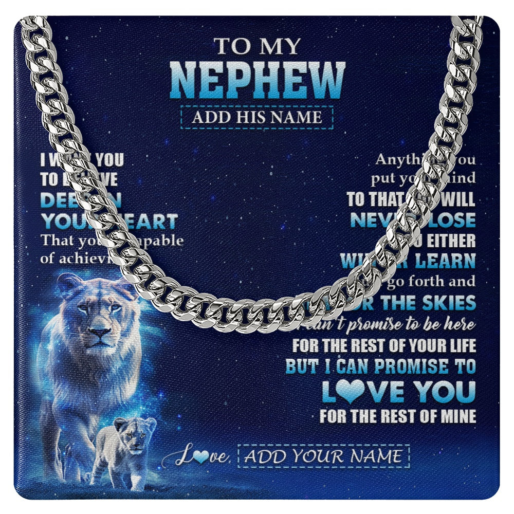 Cuban Link Chain Necklace Stainless Steel | 1 | Personalized To My Nephew Necklace From Aunt Auntie Believe Your Heart Nephew Gift Birthday Graduation Christmas Customized Gift Box Message Card | teecentury.myshopify