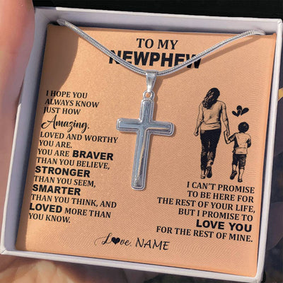 Stainless Cross Necklace Stainless Steel | 2 | Personalized To My Nephew Necklace From Aunt Promise To Love You Nephew Birthday Gifts Valentines Day Graduation Christmas Customized Gift Box Message Card | teecentury