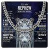 Cuban Link Chain Necklace Stainless Steel | 1 | Personalized To My Nephew Necklace From Aunt Uncle I Close My Eyes White Tiger Nephew Birthday Gift Graduation Christmas Custom Gift Box Message Card | https://teecentury.