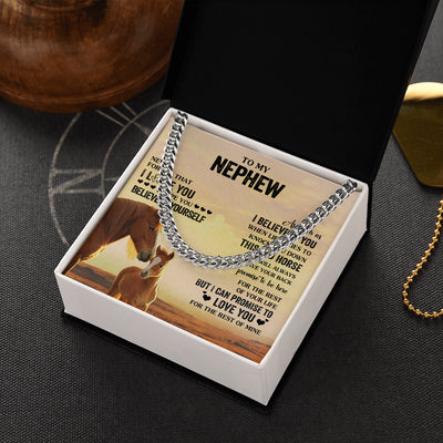Cuban Link Chain Necklace Stainless Steel | 2 | Personalized To My Nephew Necklace From Aunt Uncle This Old Horse Love You Nephew Birthday Gifts Graduation Christmas Customized Gift Box Message Card | teecentury