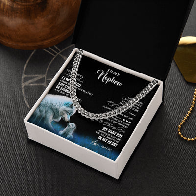 Cuban Link Chain Necklace Stainless Steel | 2 | Personalized To My Nephew Necklace From Aunt Uncle Wolf Never Forget How Much I Love You Nephew Birthday Gifts Christmas Customized Gift Box Message Card | teecentury