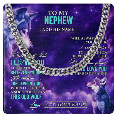 Cuban Link Chain Necklace Stainless Steel | 1 | Personalized To My Nephew Necklace From Aunt Uncle Wolf Never Forget I Love You Nephew Birthday Gifts Graduation Christmas Custom Gift Box Message Card Shirt & Hoodie | https://teecentury.