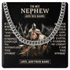 Cuban Link Chain Necklace Stainless Steel | 1 | Personalized To My Nephew Necklace From Uncle Aunt For Men Warrior Knight Templar I Am The Storm Nephew Birthday Christmas Gift Box Message Card | https://teecentury.