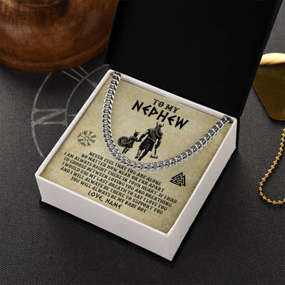 Cuban Link Chain Necklace Stainless Steel | 2 | Personalized To My Nephew Necklace From Uncle Viking Never Feel That You Are Alone Viking Nephew Birthday Gifts Christmas Customized Gift Box Message Card | teecentury