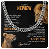 Cuban Link Chain Necklace Stainless Steel | 1 | Personalized To My Nephew Necklace From Uncle You Will Never Lose Lion Nephew Birthday Gifts Graduation Christmas Customized Gift Box Message Card | teecentury