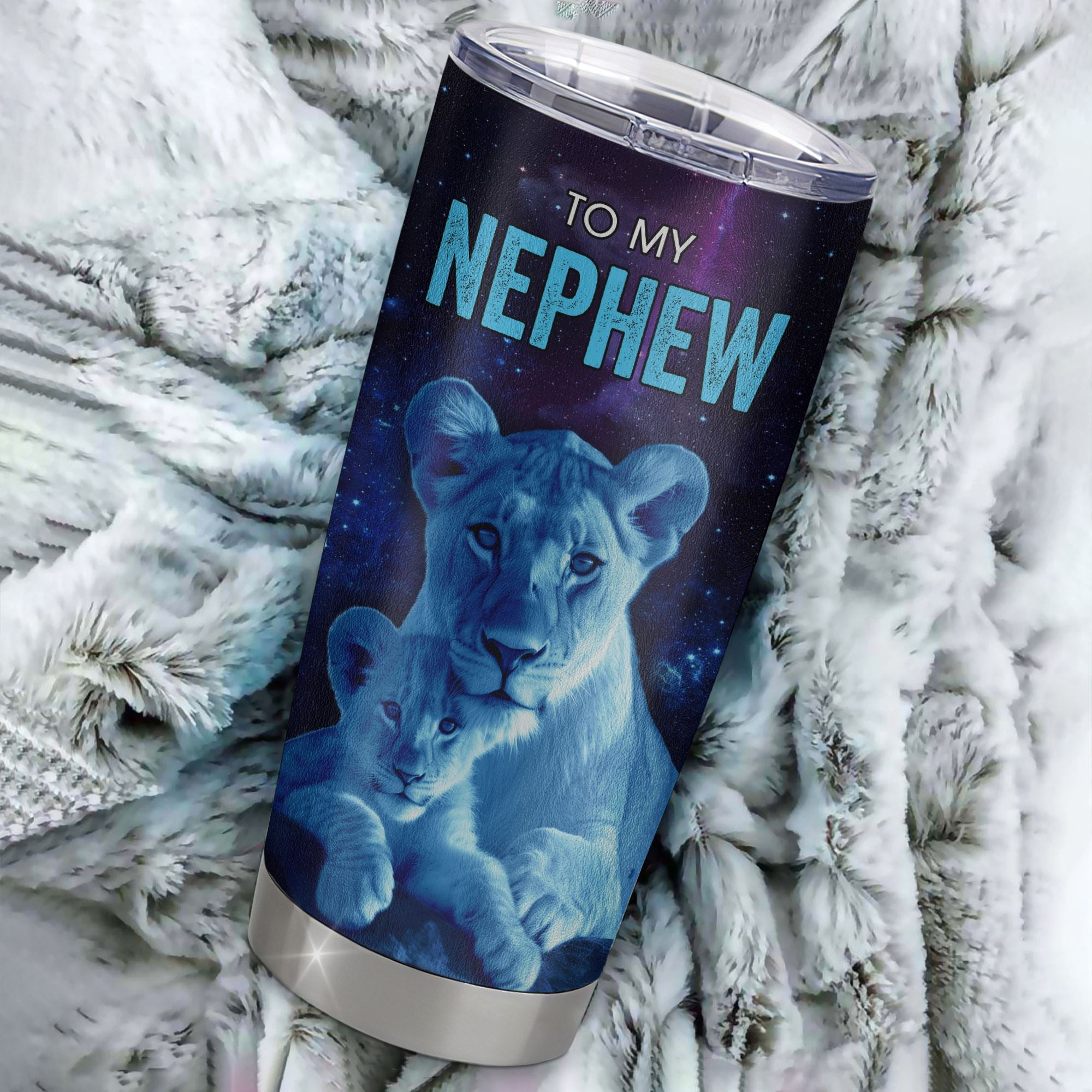 Personalized To My Nephew Tumbler From Aunt Auntie Stainless Steel Cup Sometimes It's Hard Lion Nephew Gift Birthday Graduation Christmas Custom Travel Mug | teecentury