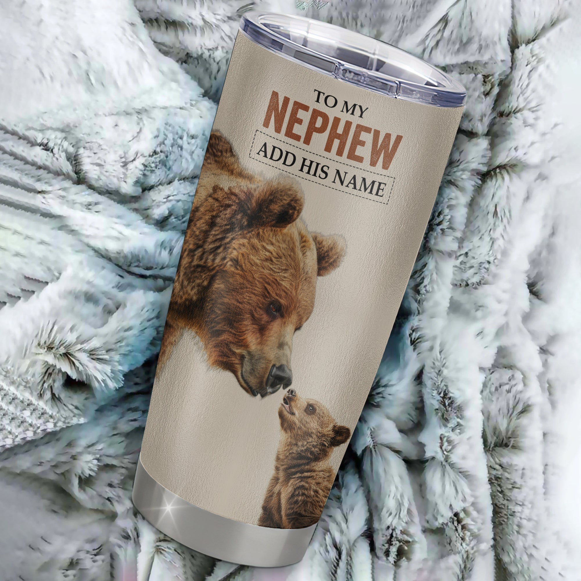 Personalized To My Nephew Tumbler From Aunt Uncle Auntie You Will Never Lose Bear Nephew Birthday Gifts Graduation Christmas Custom Stainless Steel Cup Travel Mug | teecentury