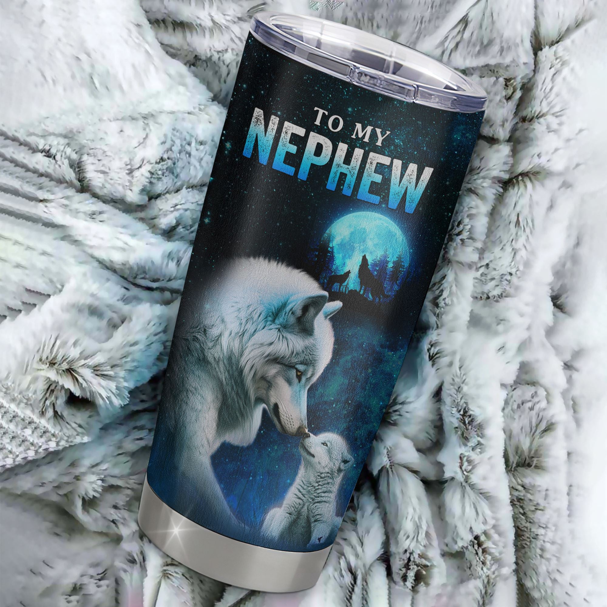 Personalized To My Nephew Tumbler From Aunt Uncle Stainless Steel Cup This Old Wolf Love Nephew Birthday Gifts Graduation Christmas Custom Travel Mug | teecentury