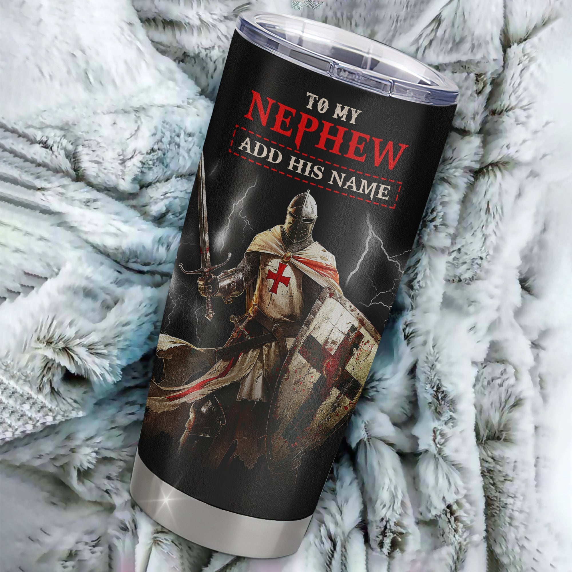 Personalized To My Nephew Tumbler From Uncle Aunt For Men Warrior Knight Templar I Am The Storm Birthday Gifts For Nephew Christmas Customized Travel Mug | teecentury