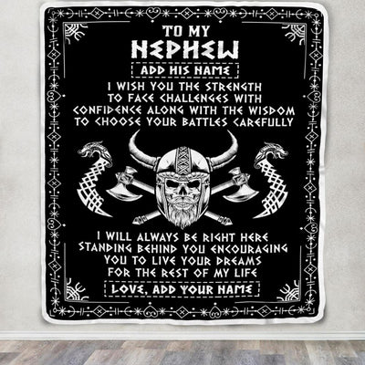 Personalized To My Nephew Viking Blanket From Aunt Uncle Auntie I Wish You The Strength Scandinavian Norse Runes Viking For Men Birthday Gifts Fleece Blanket | teecentury