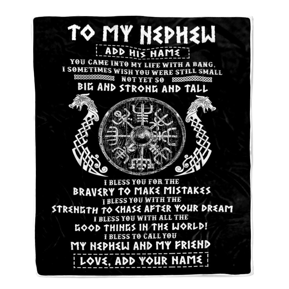 Personalized To My Nephew Viking Blanket From Uncle My Nephew And My Friend Scandinavian Norse Runes Nephew Birthday Gifts Christmas Customized Fleece Blanket | teecentury