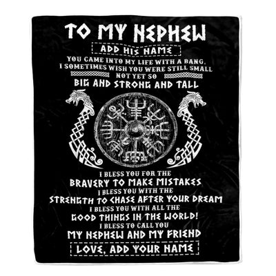 Personalized To My Nephew Viking Blanket From Uncle My Nephew And My Friend Scandinavian Norse Runes Nephew Birthday Gifts Christmas Customized Fleece Blanket | teecentury