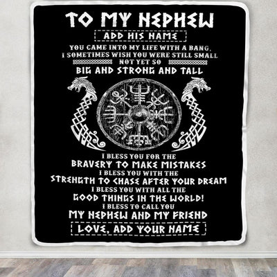 Personalized To My Nephew Viking Blanket From Uncle My Nephew And My Friend Scandinavian Norse Runes Nephew Birthday Gifts Christmas Customized Fleece Blanket | teecentury
