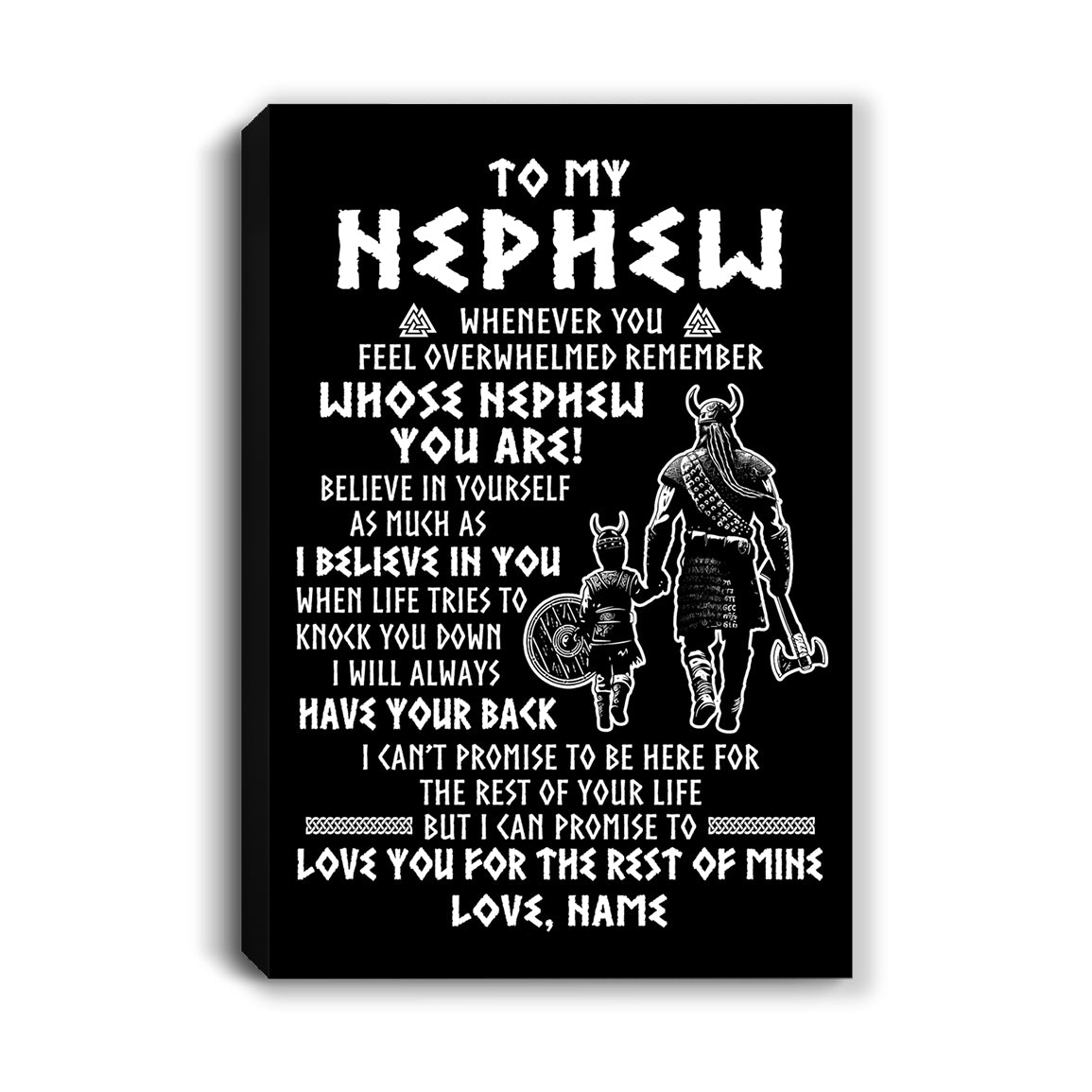 Personalized To My Nephew Viking Canvas From Uncle Whenever You Feel Overwhelmed Nephew Birthday Gifts Graduation Christmas Custom Wall Art Print Framed Canvas | teecentury