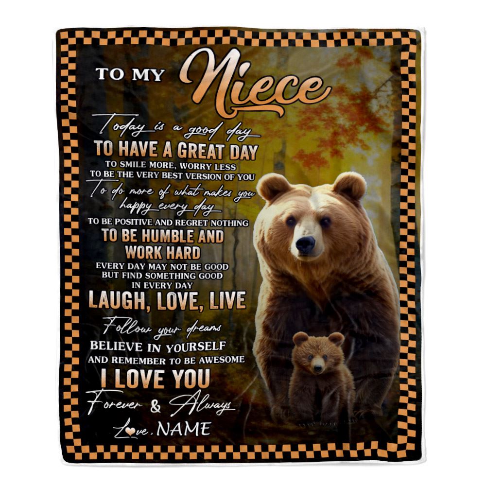 Personalized To My Niece Bear Blanket From Aunt Uncle Auntie Every Day Laugh Love Live Niece Birthday Gifts Graduation Christmas Customized Fleece Blanket | teecentury