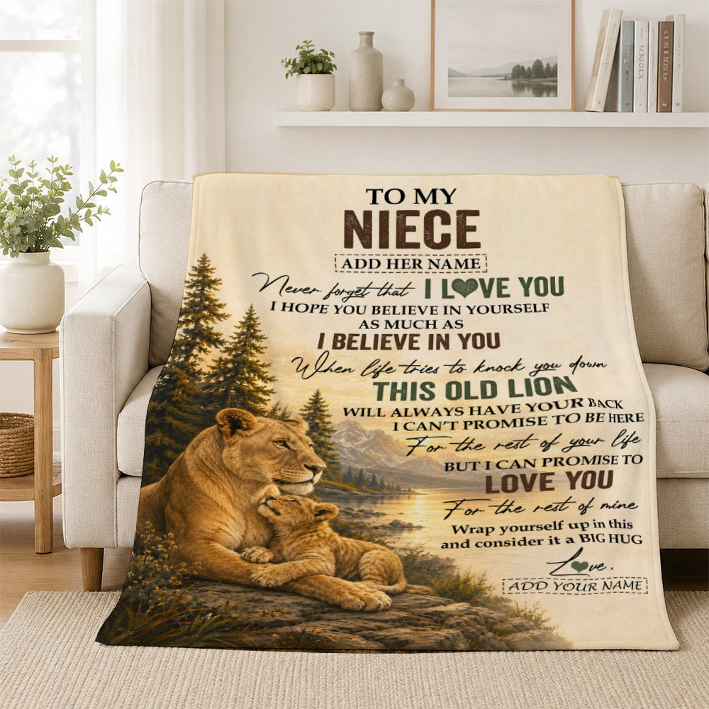 Personalized To My Niece Birthday Gifts From Aunt This Old Lion Blanket Niece Gifts Graduation Christmas Gift Ideas For Women Customized Fleece Throw Blanket | teecentury
