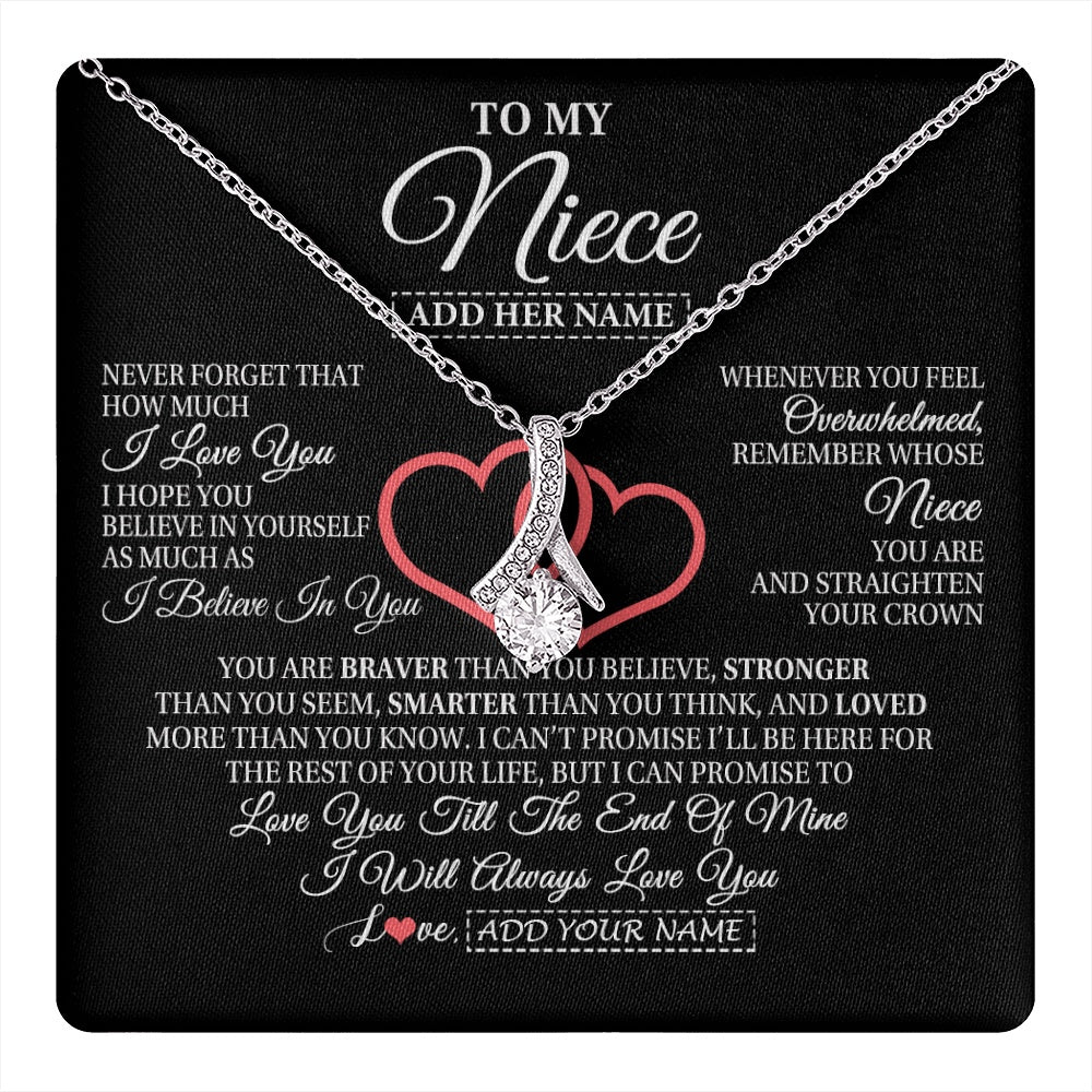 Alluring Beauty Necklace 14K White Gold Finish | 1 | Personalized To My Niece  Birthday Gifts From Uncle Aunt Always Love You Niece Gifts Necklace Jewelry Graduation Christmas Customized Gift Box Message Card | teecentury.myshopify