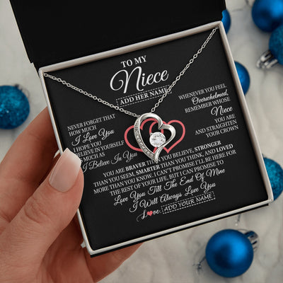 Forever Love Necklace 14K White Gold Finish | 2 | Personalized To My Niece  Birthday Gifts From Uncle Aunt Always Love You Niece Gifts Necklace Jewelry Graduation Christmas Customized Gift Box Message Card | teecentury.myshopify