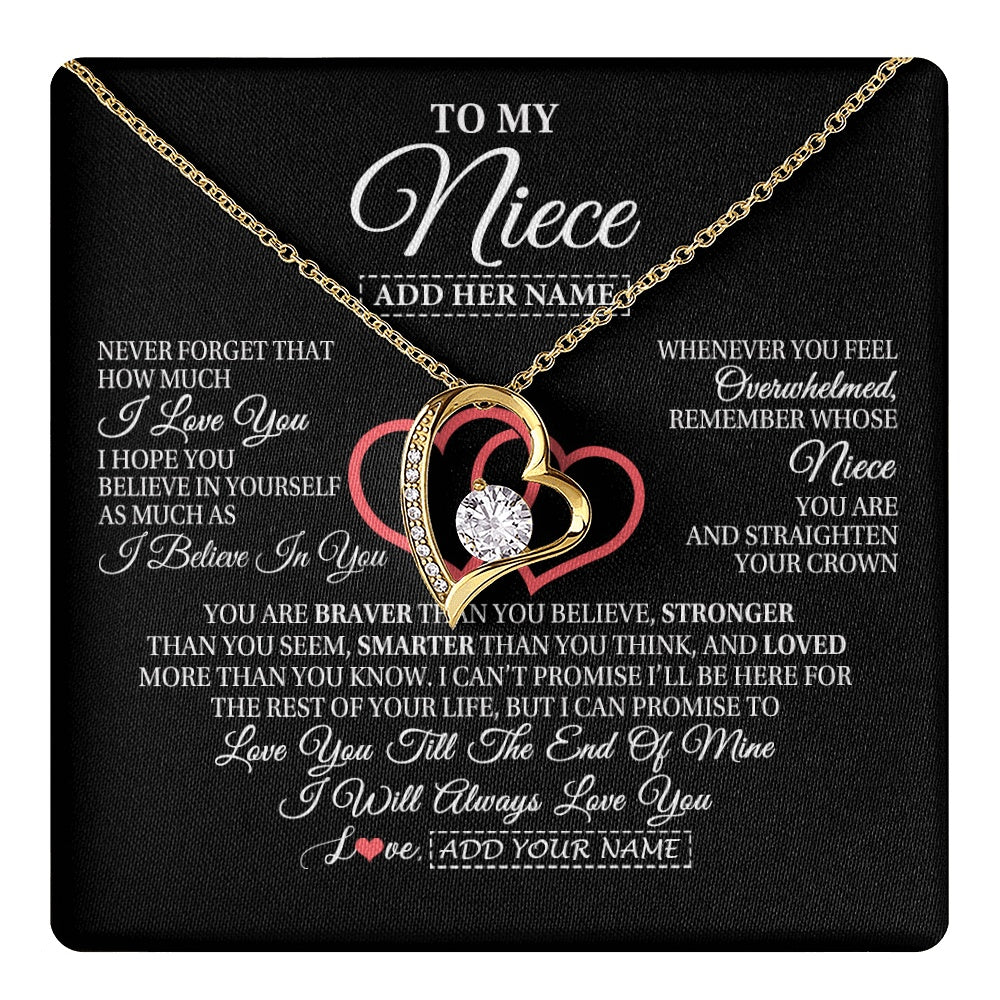 Forever Love Necklace 18K Yellow Gold Finish | 1 | Personalized To My Niece  Birthday Gifts From Uncle Aunt Always Love You Niece Gifts Necklace Jewelry Graduation Christmas Customized Gift Box Message Card | teecentury.myshopify