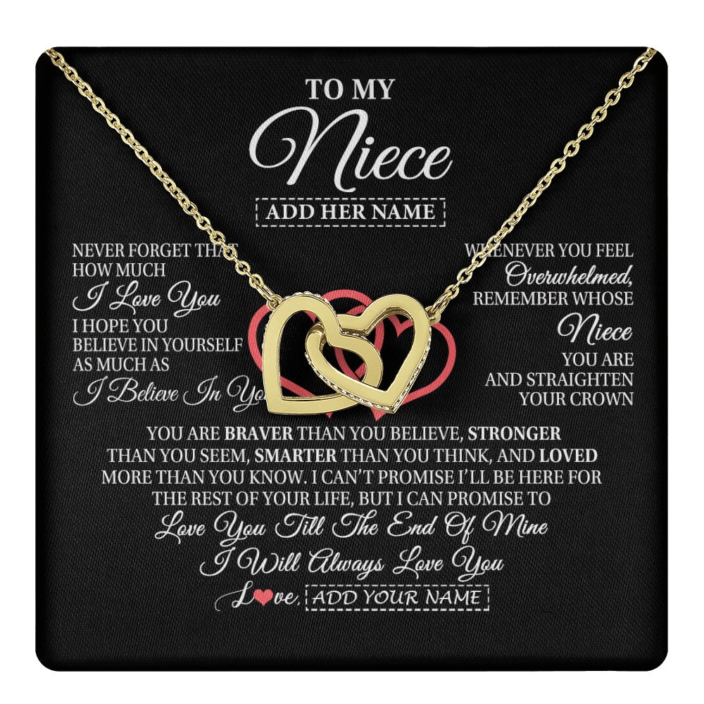 Interlocking Hearts Necklace 18K Yellow Gold Finish | 1 | Personalized To My Niece  Birthday Gifts From Uncle Aunt Always Love You Niece Gifts Necklace Jewelry Graduation Christmas Customized Gift Box Message Card | teecentury.myshopify