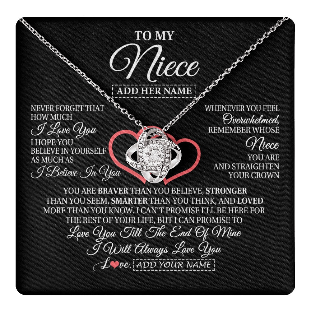 Love Knot Necklace 14K White Gold Finish | 1 | Personalized To My Niece  Birthday Gifts From Uncle Aunt Always Love You Niece Gifts Necklace Jewelry Graduation Christmas Customized Gift Box Message Card | teecentury.myshopify