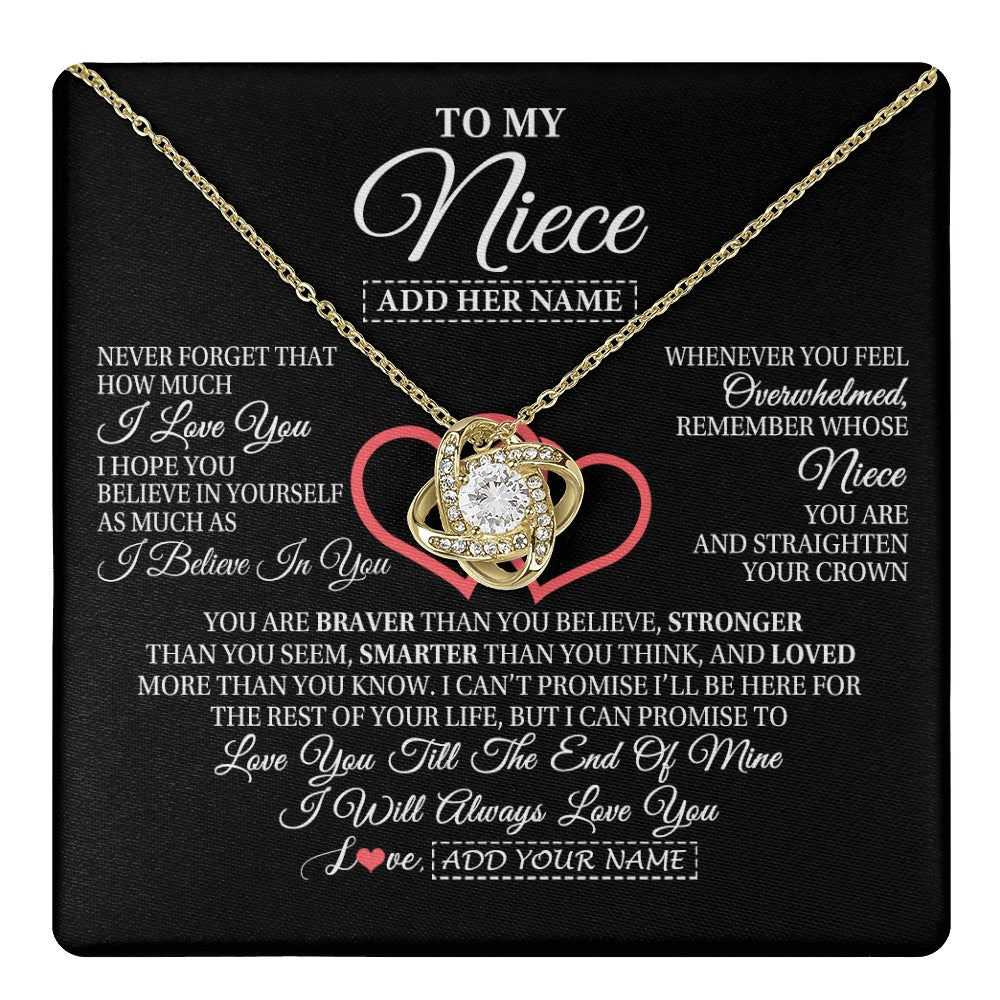 Love Knot Necklace 18K Yellow Gold Finish | 1 | Personalized To My Niece  Birthday Gifts From Uncle Aunt Always Love You Niece Gifts Necklace Jewelry Graduation Christmas Customized Gift Box Message Card | teecentury.myshopify