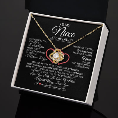 Love Knot Necklace 18K Yellow Gold Finish | 2 | Personalized To My Niece  Birthday Gifts From Uncle Aunt Always Love You Niece Gifts Necklace Jewelry Graduation Christmas Customized Gift Box Message Card | teecentury.myshopify
