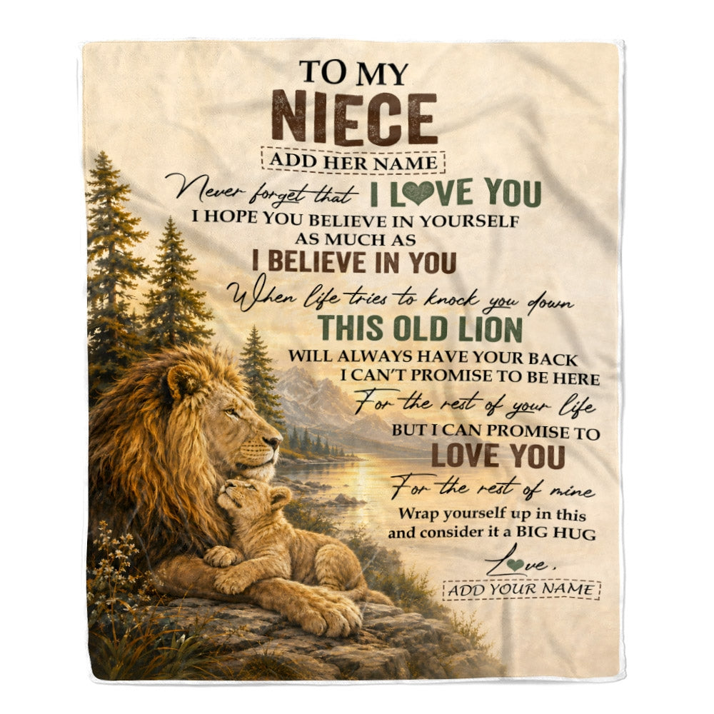 Personalized To My Niece Birthday Gifts From Uncle This Old Lion Blanket Niece Gifts Graduation Christmas Gift Ideas For Women Customized Fleece Throw Blanket | teecentury