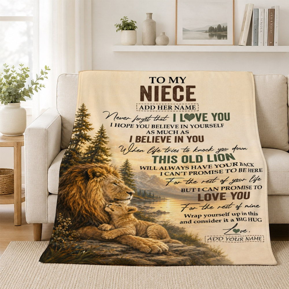 Personalized To My Niece Birthday Gifts From Uncle This Old Lion Blanket Niece Gifts Graduation Christmas Gift Ideas For Women Customized Fleece Throw Blanket | teecentury