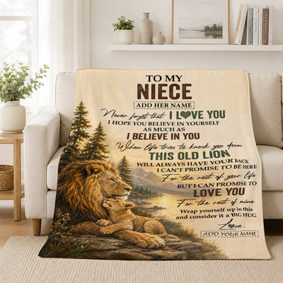 Personalized To My Niece Birthday Gifts From Uncle This Old Lion Blanket Niece Gifts Graduation Christmas Gift Ideas For Women Customized Fleece Throw Blanket | teecentury