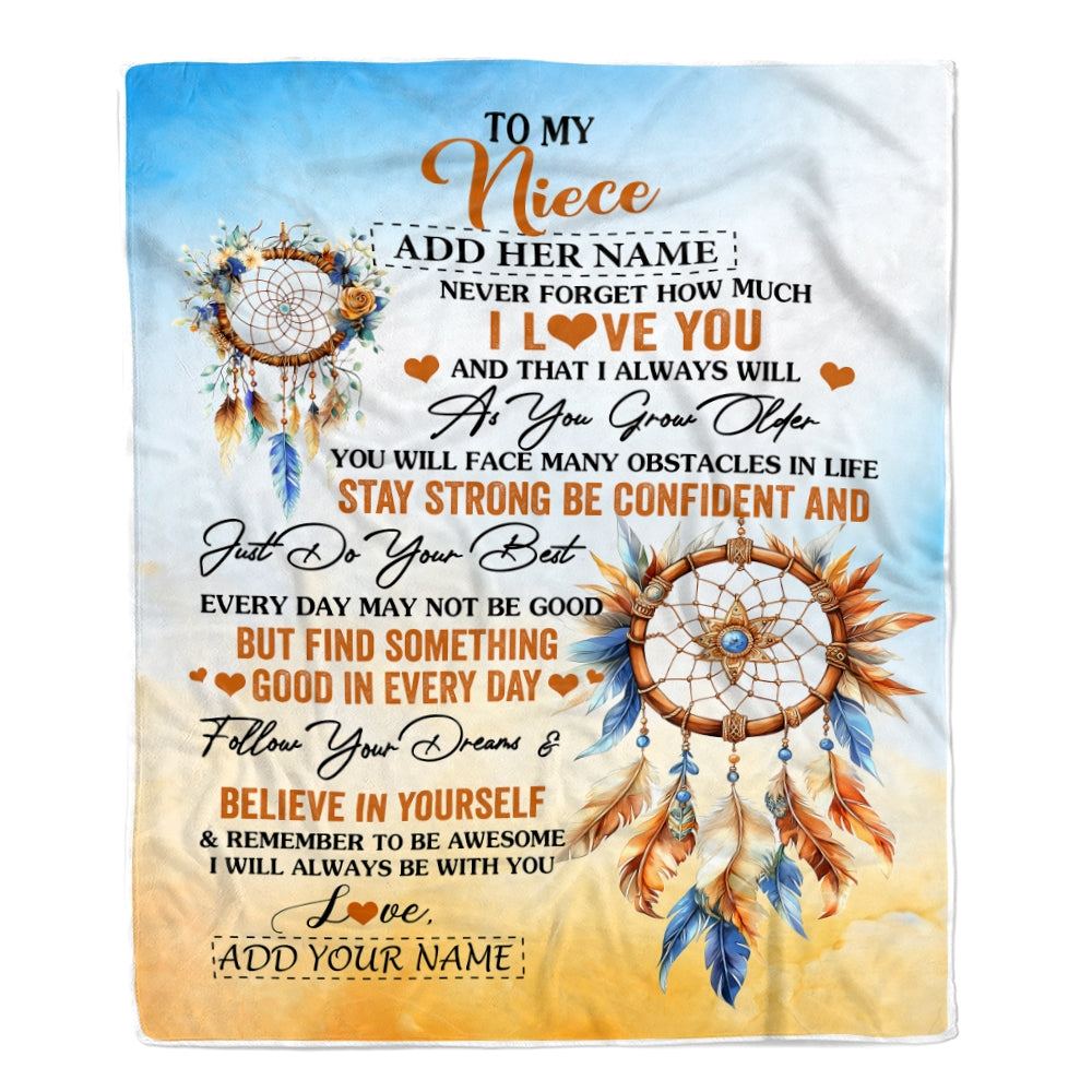 Personalized To My Niece Blanket Dream Catcher I Love You Forever From Aunt Auntie Uncle Niece Birthday Gifts Christmas Graduation Customized Fleece Blanket | teecentury
