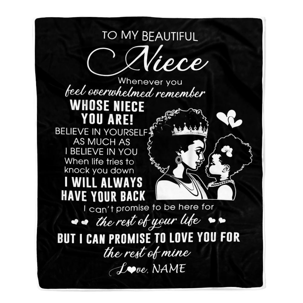 Personalized To My Niece Blanket From Aunt Auntie African Woman Whenever You Feel Overwhelmed Niece Birthday Christmas Customized Fleece Throw Blanket | teecentury