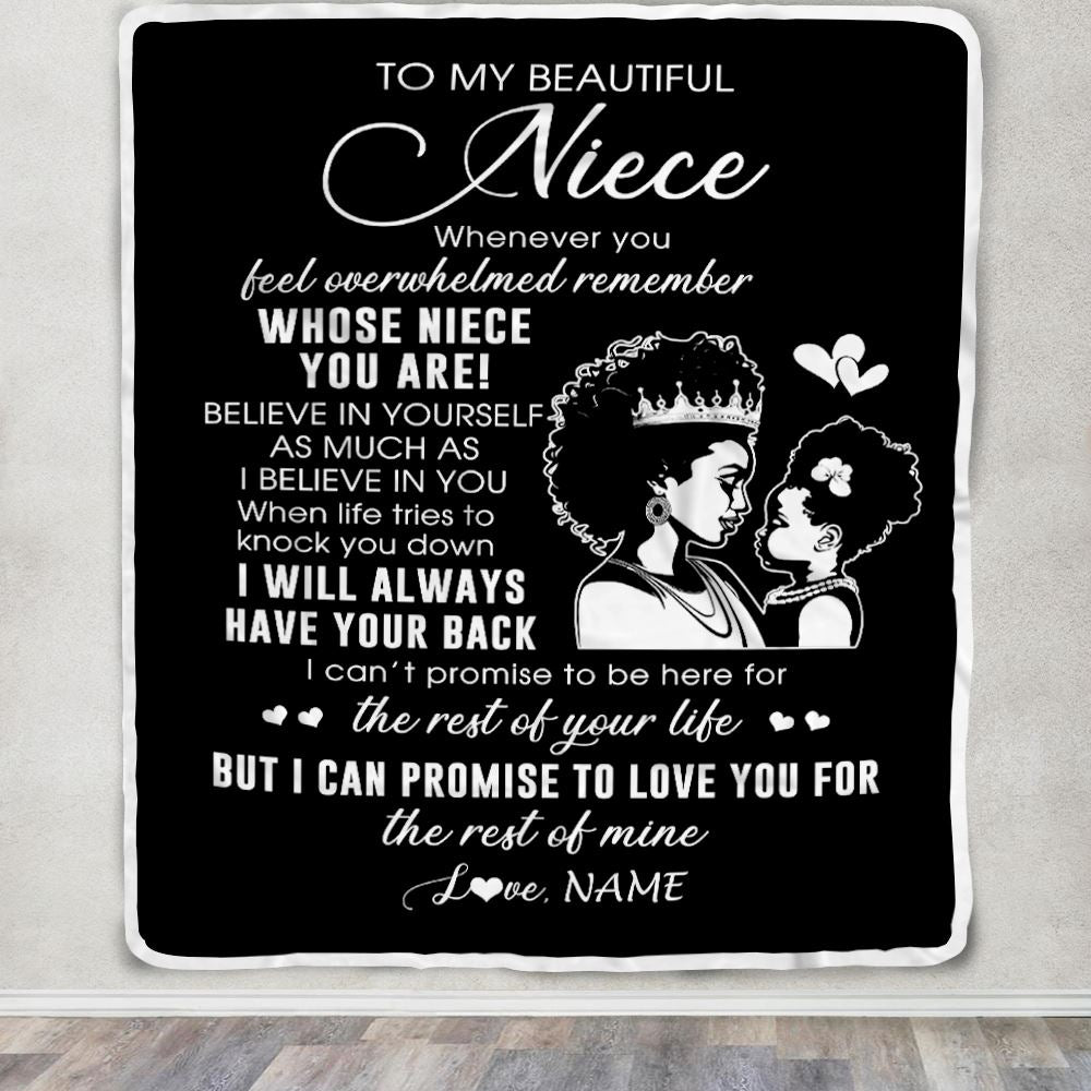 Personalized To My Niece Blanket From Aunt Auntie African Woman Whenever You Feel Overwhelmed Niece Birthday Christmas Customized Fleece Throw Blanket | teecentury
