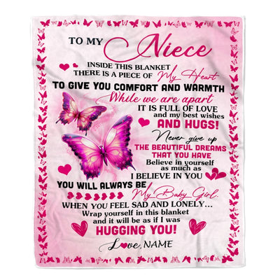 Personalized To My Niece Blanket From Aunt Auntie Butterfly Inside This Blanket Niece Birthday Graduation Thanksgiving Christmas Customized Fleece Blanket | teecentury