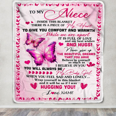 Personalized To My Niece Blanket From Aunt Auntie Butterfly Inside This Blanket Niece Birthday Graduation Thanksgiving Christmas Customized Fleece Blanket | teecentury