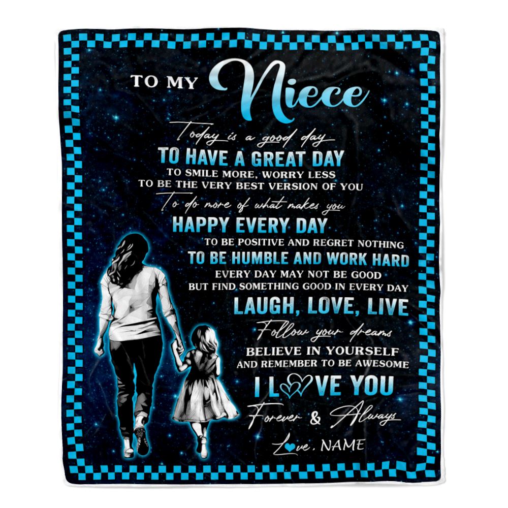 Personalized To My Niece Blanket From Aunt Auntie Every Day Laugh Love Live Aunt Niece Birthday Gifts Graduation Christmas Customized Fleece Throw Blanket | teecentury