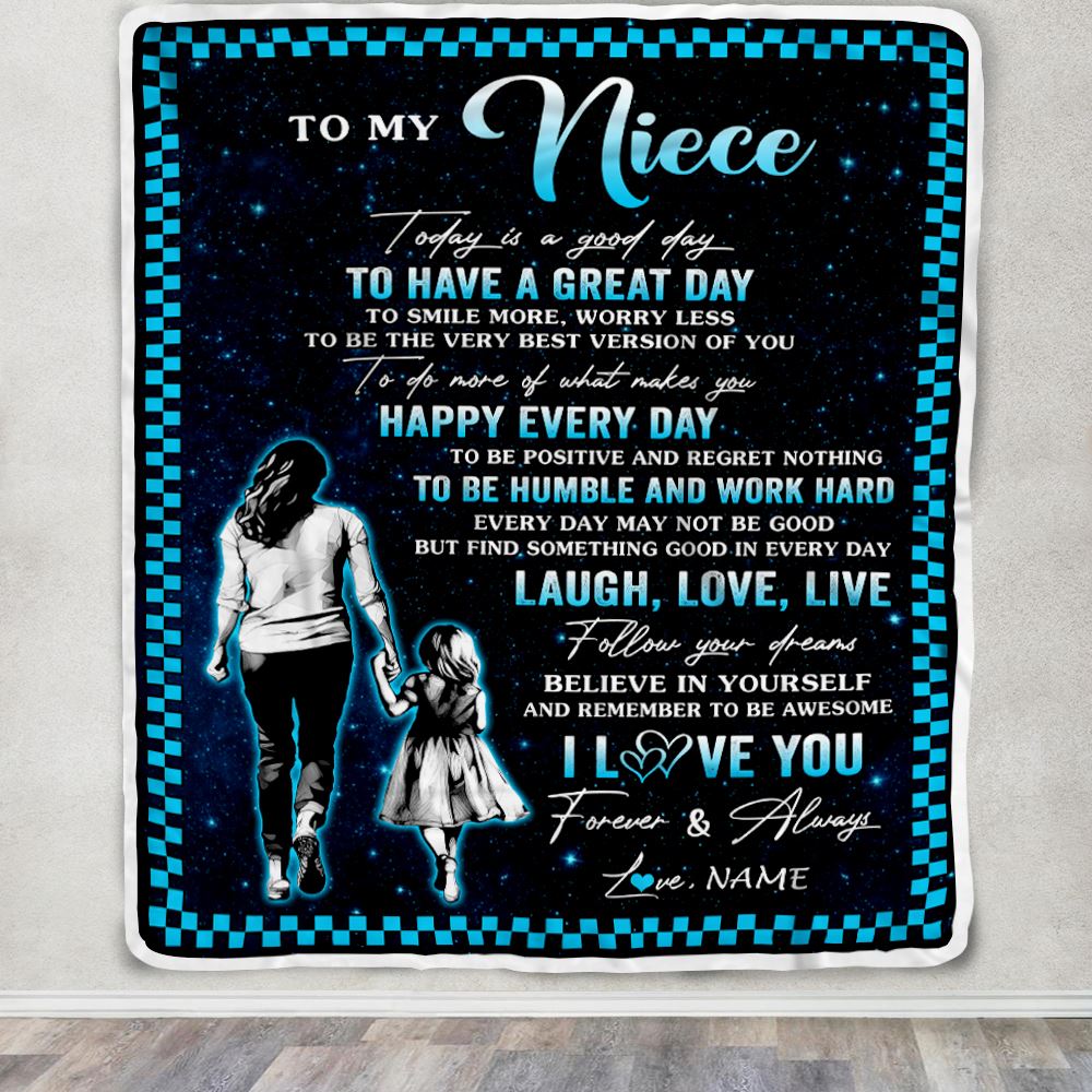 Personalized To My Niece Blanket From Aunt Auntie Every Day Laugh Love Live Aunt Niece Birthday Gifts Graduation Christmas Customized Fleece Throw Blanket | teecentury