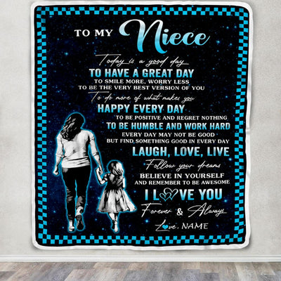 Personalized To My Niece Blanket From Aunt Auntie Every Day Laugh Love Live Aunt Niece Birthday Gifts Graduation Christmas Customized Fleece Throw Blanket | teecentury