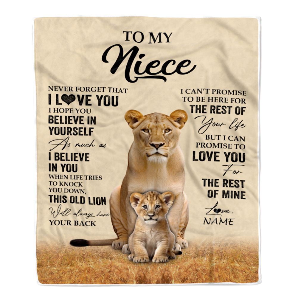Personalized To My Niece Blanket From Aunt Auntie Lion Never Forget That I Love You Niece Birthday Gifts Graduation Christmas Customized Fleece Throw Blanket | teecentury