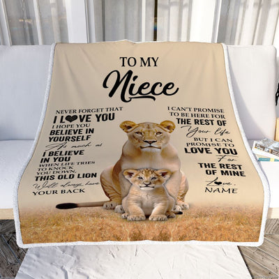Personalized To My Niece Blanket From Aunt Auntie Lion Never Forget That I Love You Niece Birthday Gifts Graduation Christmas Customized Fleece Throw Blanket | teecentury
