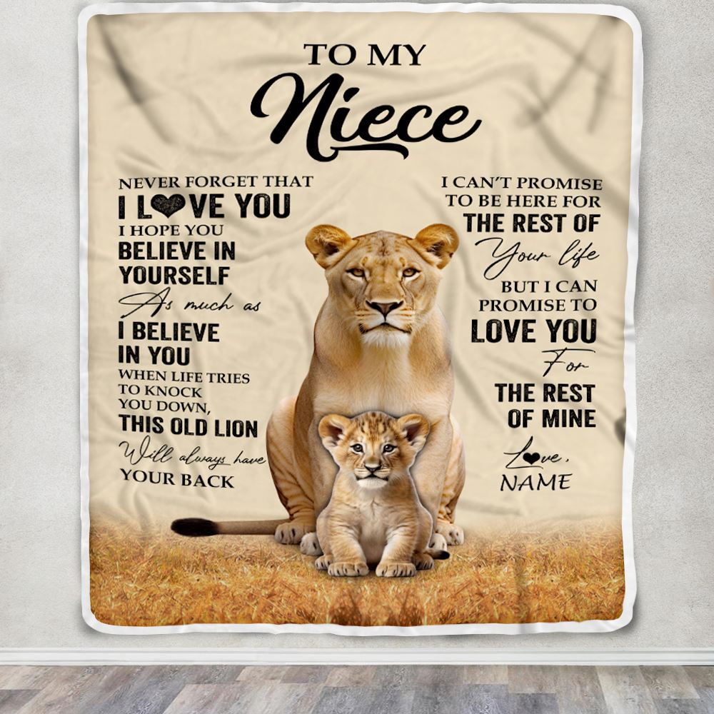 Personalized To My Niece Blanket From Aunt Auntie Lion Never Forget That I Love You Niece Birthday Gifts Graduation Christmas Customized Fleece Throw Blanket | teecentury