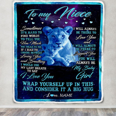 Personalized To My Niece Blanket From Aunt Auntie Sometimes It's Hard Lion Niece Gift Birthday Graduation Christmas Custom Customized Fleece Throw Blanket | teecentury