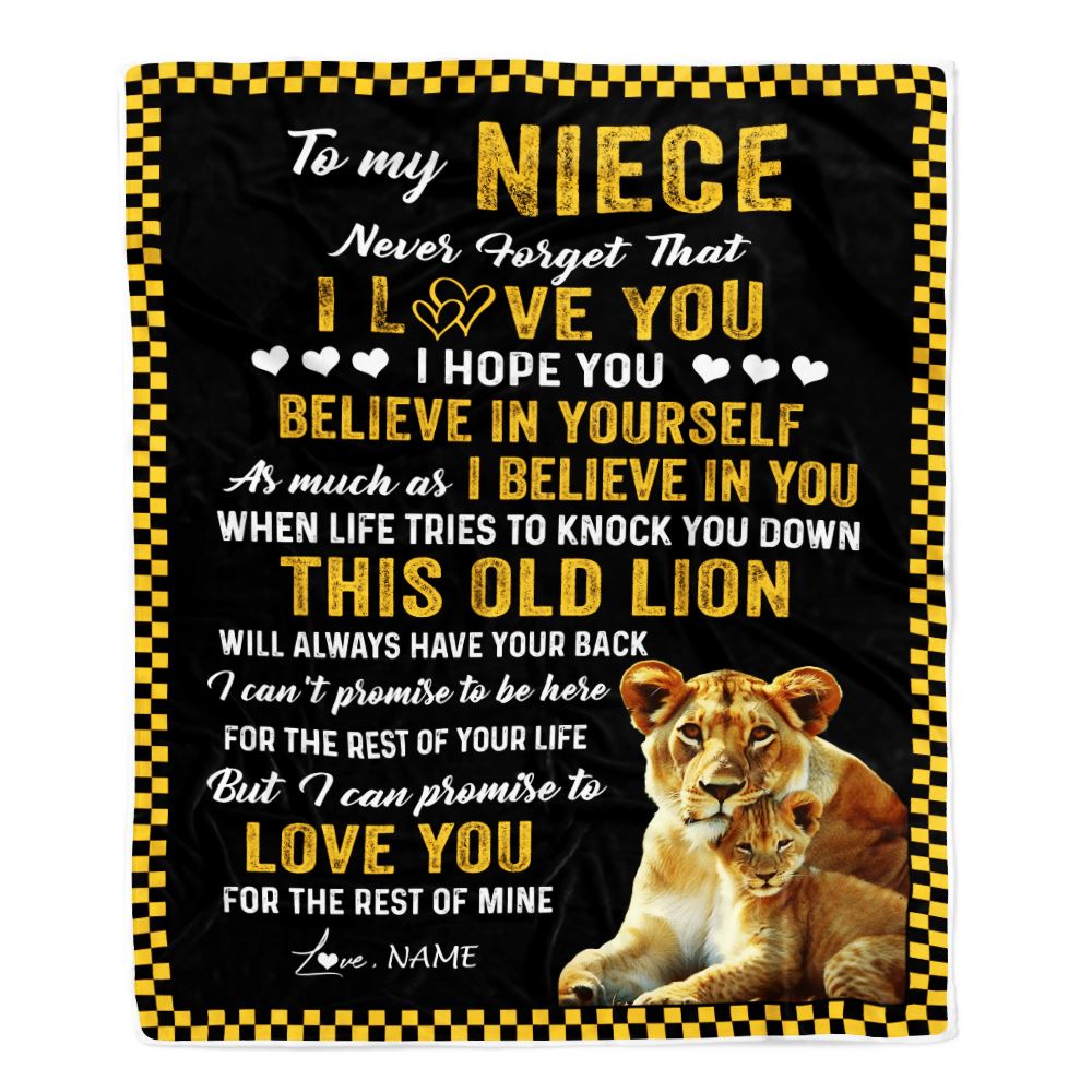 Personalized To My Niece Blanket From Aunt Auntie This Old Lion Love You Niece Birthday Graduation Christmas Customized Bed Fleece Throw Blanket | teecentury