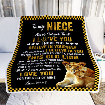Personalized To My Niece Blanket From Aunt Auntie This Old Lion Love You Niece Birthday Graduation Christmas Customized Bed Fleece Throw Blanket | teecentury