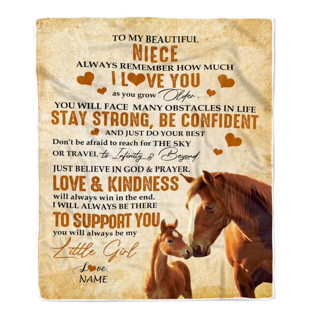 Personalized To My Niece Blanket From Aunt Auntie Uncle Always Remember I Love You Horse Niece Birthday Graduation Christmas Customized Fleece Throw Blanket | teecentury